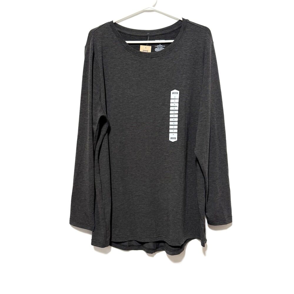 Duluth Trading Co Women 1X Dry and Mighty Long Sleeve Crewneck Charcoal Plus